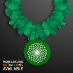 Green Flower Lei Necklace with Medallion (Non-Light Up)