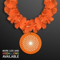 Orange Lei Necklace with Orange Medallion (Non-Light Up); Domestic and...