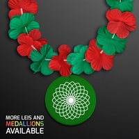 Green & Red Flower Lei Necklace Medallion (Non-Light Up)