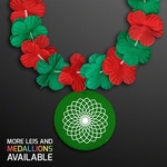 Green & Red Flower Lei Necklace Medallion (Non-Light Up)