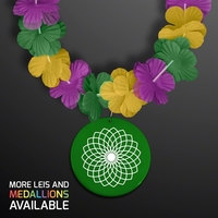 Purple Green & Gold Flower Lei Necklace (Non-Light Up)