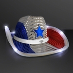 Red, White & Blue LED Cowboy Hat with Band