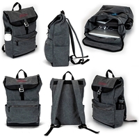 210 denier polyester laptop backpack with adjustable straps and a silver......