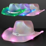 Light Up Iridescent Cowgirl Hat with White Band