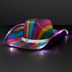Light Up Cowboy Shiny Rainbow Hat w/ White Band
