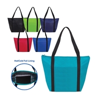 Arctic Zipper Cooler Tote with black handles. Hot/cold cooler tote with......