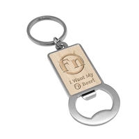 Etched Wood Imprint Bottle Opener Keychain (Single Sided)