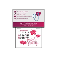 Magnetic business card calendar. Adhesive front to apply business card...