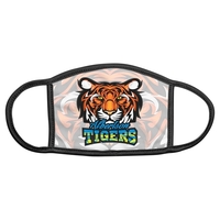 5" x 6" custom printed fabric face mask with black trim... from ASI 92531...