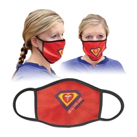 5.5" x 8" custom printed fabric face mask with black trim.... from ASI 92531...
