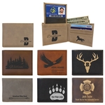 Light Brown Leatherette Bi-Fold Wallet w/Flip ID Display