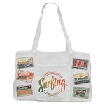 White Canvas Bag with 5" Rawhide Leatherette Gusset