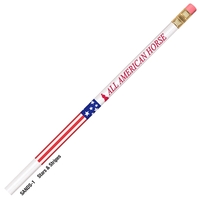 Patriotic pencil with a #2 core, round white barrel, and stars... from ASI...