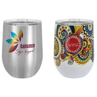 White 12 oz. Polar Camel Stemless Wine Tumbler w/ Lid