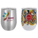 White 12 oz. Polar Camel Stemless Wine Tumbler w/ Lid