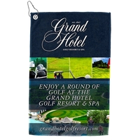 12" x 18" sublimated microfiber golf towel with metal grommet and... from ASI...