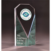 Crystal award with stunning optical glass with with bevels that slope... from...