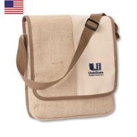 Satchel messenger jute/burlap bag with canvas lined flap.... from ASI 41630...