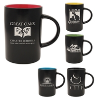 14 oz. ceramic mug with a black satin exterior and colorful... from ASI 71920...