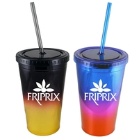 16 ounce double wall acrylic tumbler with metallic design, straw and... from...