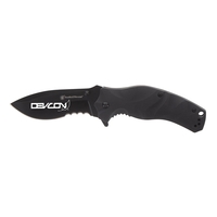 4.5" handle. 3.5" Stainless-steel blade. Partially serrated drop point blade...
