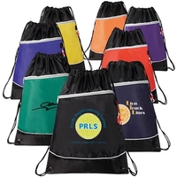 Activity drawstring backpack with zippered front pocket and earphone...