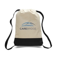 Backpack with zippered front pocket and a drawstring closure.... from ASI...