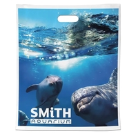 Digital Full-Color Die Cut Handle Plastic Bag with generous imprint area......
