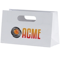 Heavyweight matte-laminated bag with fold-over die cut handles.... from ASI...