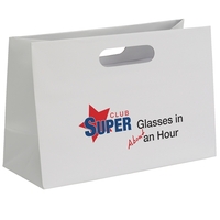 Heavyweight matte-laminated bag with fold-over die cut handles.... from ASI...