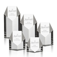 This optical crystal pentagon shaped award towers up from its base,... from...