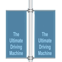 Cast aluminum double sided pole bracket for displaying banners.... from ASI...