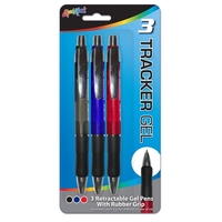 Three Pack of Tracker Retractable Gel Pens With Rubber Grip... from ASI 67675...