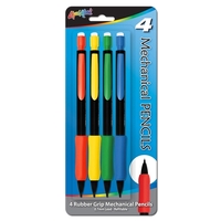 Set of 4 Mechanical Pencils with Rubber Grip and Eraser