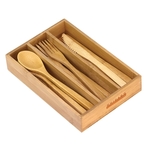 12 Piece Reusable Bamboo Flatware Set in Storage Case