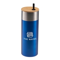 20 oz Stainless Steel Travel Tumbler with Bamboo Lid & Straw