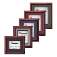 The Mahogany finished wood frame of the Darlington award is complimented......