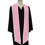Pink Graduation Stole With White Binded Edge