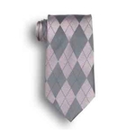 Pink & Grey Argyle Silk Tie