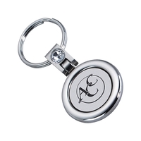 Round silver key chain with clear stone.... from ASI 55540 Furniward Company...