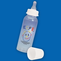 Round 9 oz. baby bottle with silicone nipple, white hood and... from ASI...