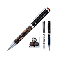 Brass twist action ballpoint pen with a resin geometric design, black... from...