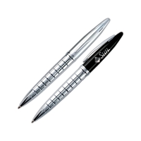 Twist action ballpoint pen with black ink, distinctive chrome barrel... from...