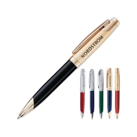 Twist action ballpoint pen with lacquered barrel, brushed gold finish and......