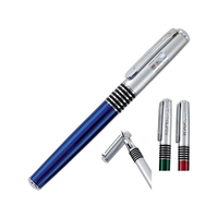 Brass construction, cap off rollerball pen with satin chrome cap,...