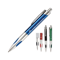Plunger-action ballpoint pen with black ink, raised comfort cushion and...