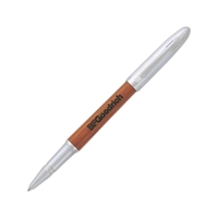 Cap off rollerball pen with rosewood barrel and satin silver that... from ASI...