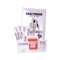 Vinyl pouch with a rain poncho and first kit; features first... from ASI...