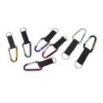 Carabiner with split key ring and nylon strap