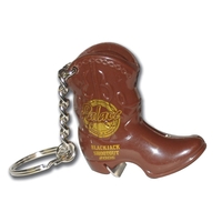 Cowboy boot shape bottle opener and key tag, durable plastic.... from ASI...